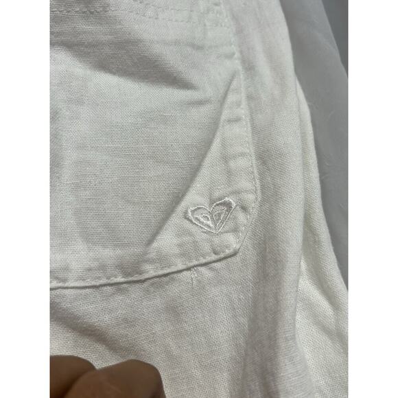 Roxy Oceanside Pants Sea Salt White Beach Relaxed Linen Low Rise Flared Baggy M - Picture 9 of 11